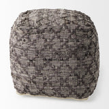 Mercana Falguni 16.0L x 16.0W x 16.0H Gray Leather and Cotton Patterned Pouf