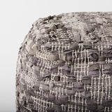 Mercana Falguni 16.0L x 16.0W x 16.0H Gray Leather and Cotton Patterned Pouf