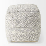 Mercana Farida 6.0L x 16.0W x 16.0H Light Gray Wool and Polyester Patterned Pouf