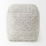 Mercana Farida 6.0L x 16.0W x 16.0H Light Gray Wool and Polyester Patterned Pouf