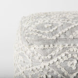 Mercana Farida 6.0L x 16.0W x 16.0H Light Gray Wool and Polyester Patterned Pouf