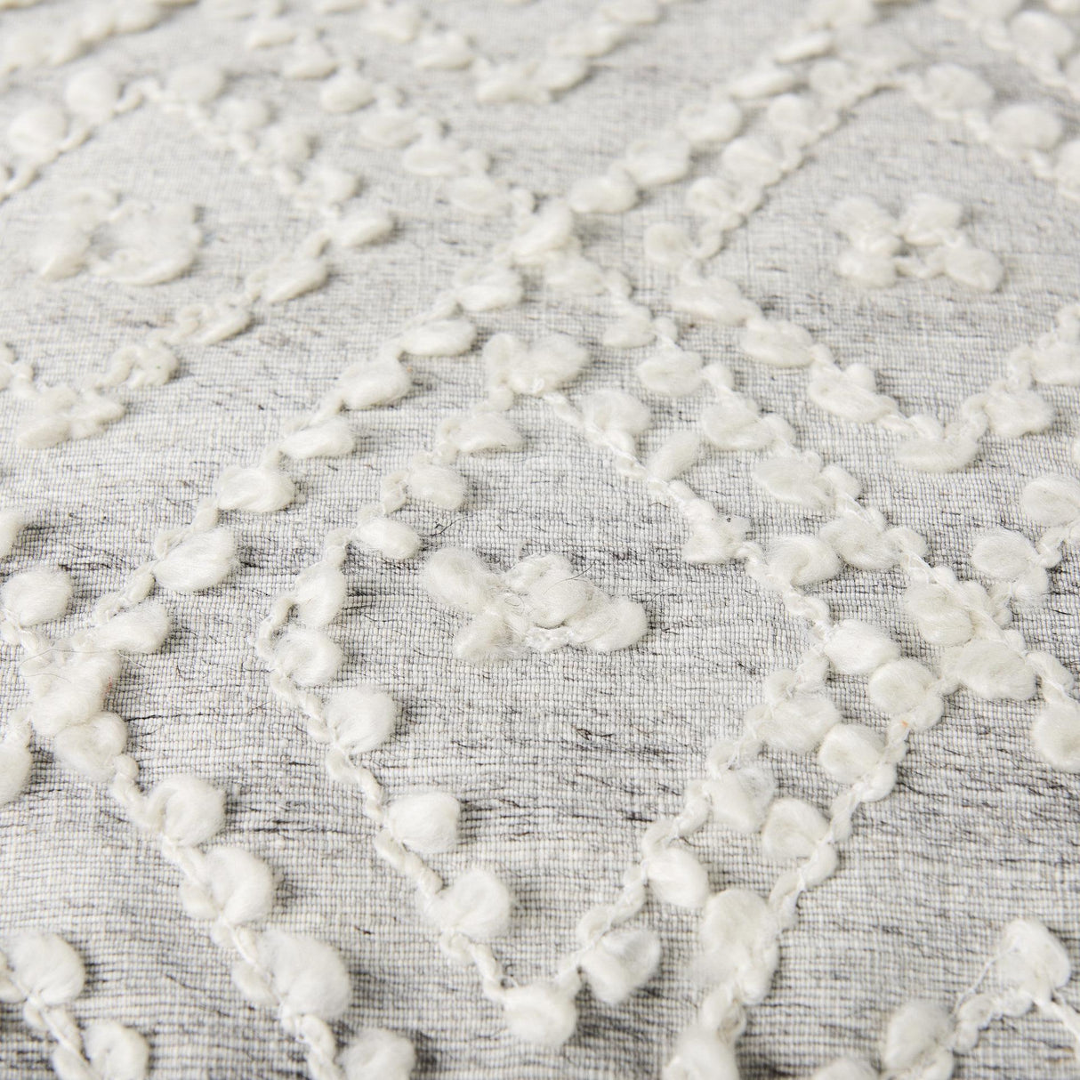 Mercana Farida 6.0L x 16.0W x 16.0H Light Gray Wool and Polyester Patterned Pouf