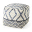 Mercana Eshana 16.0L x 16.0W x 16.0H Cream Wool and Denim Patterned Pouf