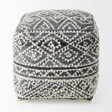 Mercana Farida 16.0L x 16.0W x 16.0H Dark Gray Wool and Polyester Patterned Pouf