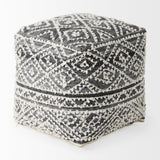 Mercana Farida 16.0L x 16.0W x 16.0H Dark Gray Wool and Polyester Patterned Pouf