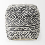 Mercana Farida 16.0L x 16.0W x 16.0H Dark Gray Wool and Polyester Patterned Pouf
