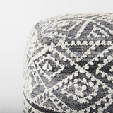 Mercana Farida 16.0L x 16.0W x 16.0H Dark Gray Wool and Polyester Patterned Pouf