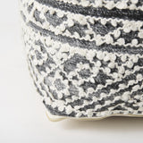 Mercana Farida 16.0L x 16.0W x 16.0H Dark Gray Wool and Polyester Patterned Pouf