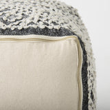 Mercana Farida 16.0L x 16.0W x 16.0H Dark Gray Wool and Polyester Patterned Pouf