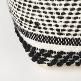 Mercana Garima 22.0L x 22.0W x 14.0H Black/White Wool and Cotton Patterned Pouf