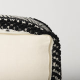 Mercana Garima 22.0L x 22.0W x 14.0H Black/White Wool and Cotton Patterned Pouf