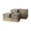 Mercana Josh 15.9L x 11.6W x 8.3H Set Of Two Light Brown Wood W/ Metal Detail Boxes