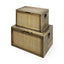 Mercana Sonny 23.6L x 15.7W x 13.8H Set of Two Brown Wood and Wicker W/ Metal Detail Rectangular Boxes