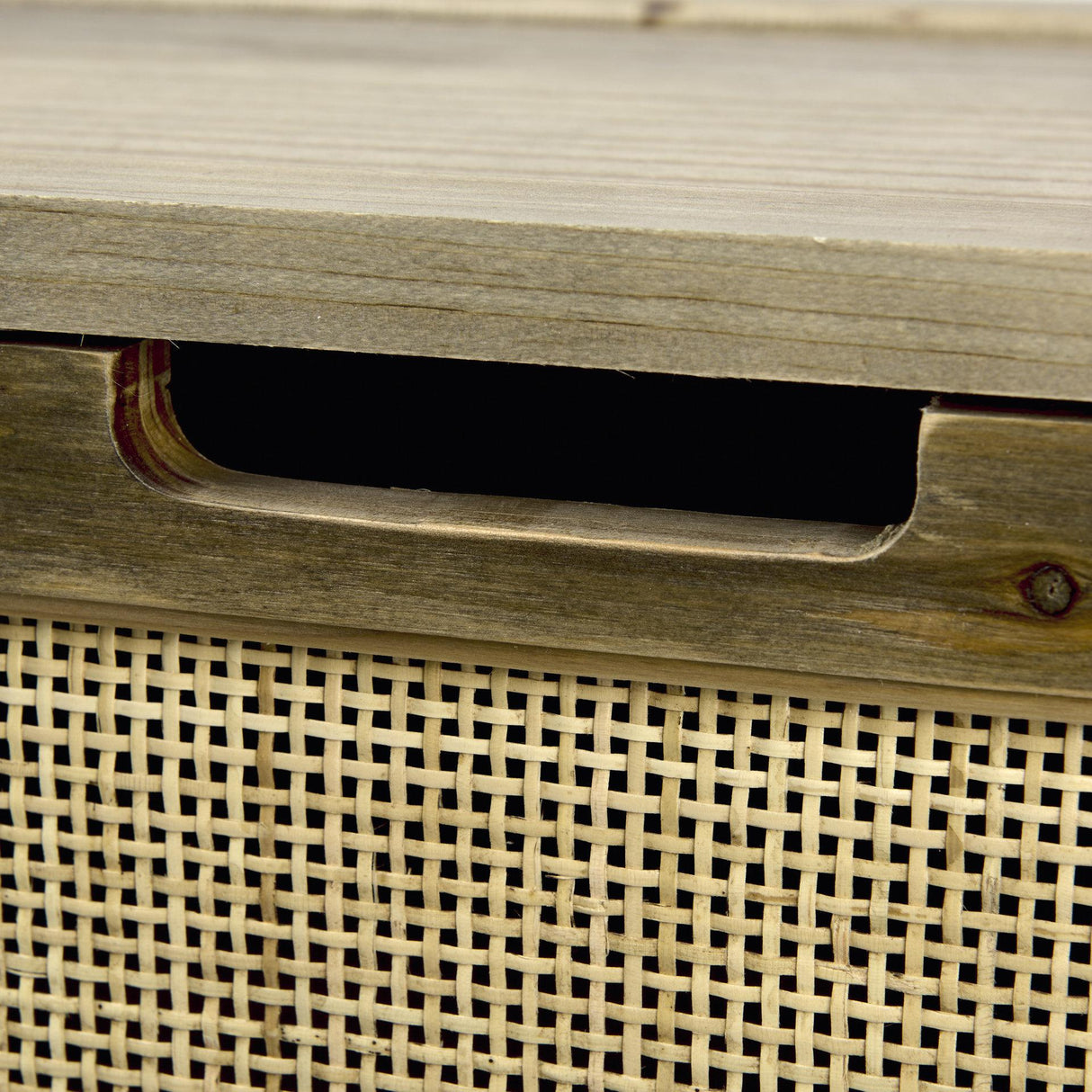Mercana Sonny 23.6L x 15.7W x 13.8H Set of Two Brown Wood and Wicker W/ Metal Detail Rectangular Boxes