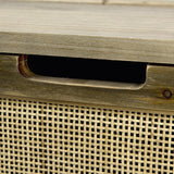Mercana Sonny 23.6L x 15.7W x 13.8H Set of Two Brown Wood and Wicker W/ Metal Detail Rectangular Boxes