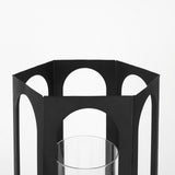 Mercana Balley 9.4L x 9.4W x 19.7H Set of Two Matte Black Metal Hexagonal Candle Holder Lanterns