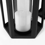Mercana Balley 9.4L x 9.4W x 19.7H Set of Two Matte Black Metal Hexagonal Candle Holder Lanterns