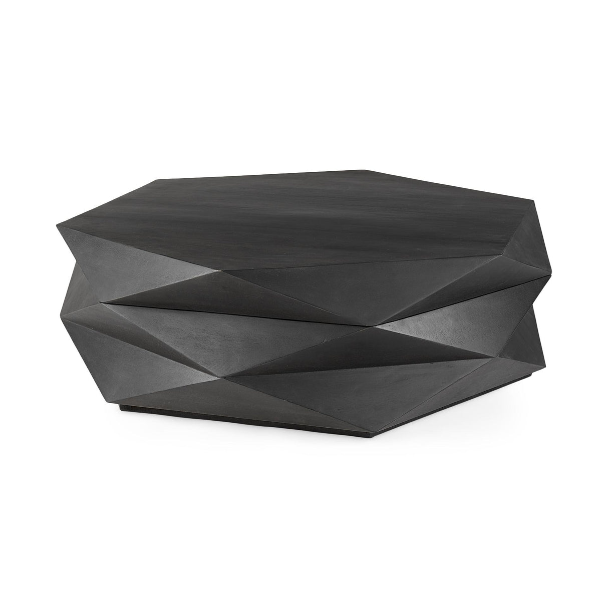 Mercana Arreto Black Solid Wood Hexagonal Storage Coffee Table