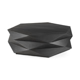 Mercana Arreto Black Solid Wood Hexagonal Storage Coffee Table