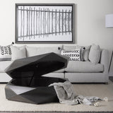 Mercana Arreto Black Solid Wood Hexagonal Storage Coffee Table