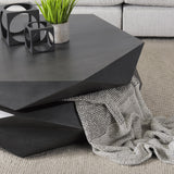 Mercana Arreto Black Solid Wood Hexagonal Storage Coffee Table