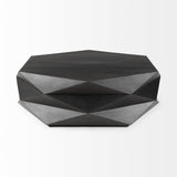 Mercana Arreto Black Solid Wood Hexagonal Storage Coffee Table