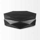 Mercana Arreto Black Solid Wood Hexagonal Storage Coffee Table