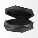Mercana Arreto Black Solid Wood Hexagonal Storage Coffee Table