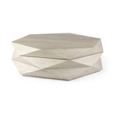 Mercana Arreto Natural Solid Wood Hexagonal Storage Coffee Table
