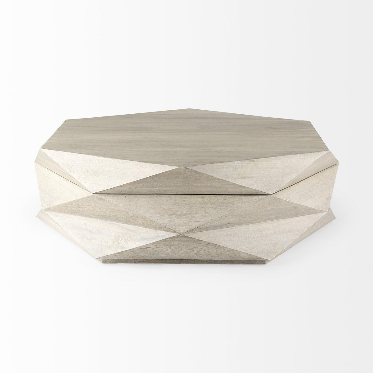 Mercana Arreto Natural Solid Wood Hexagonal Storage Coffee Table
