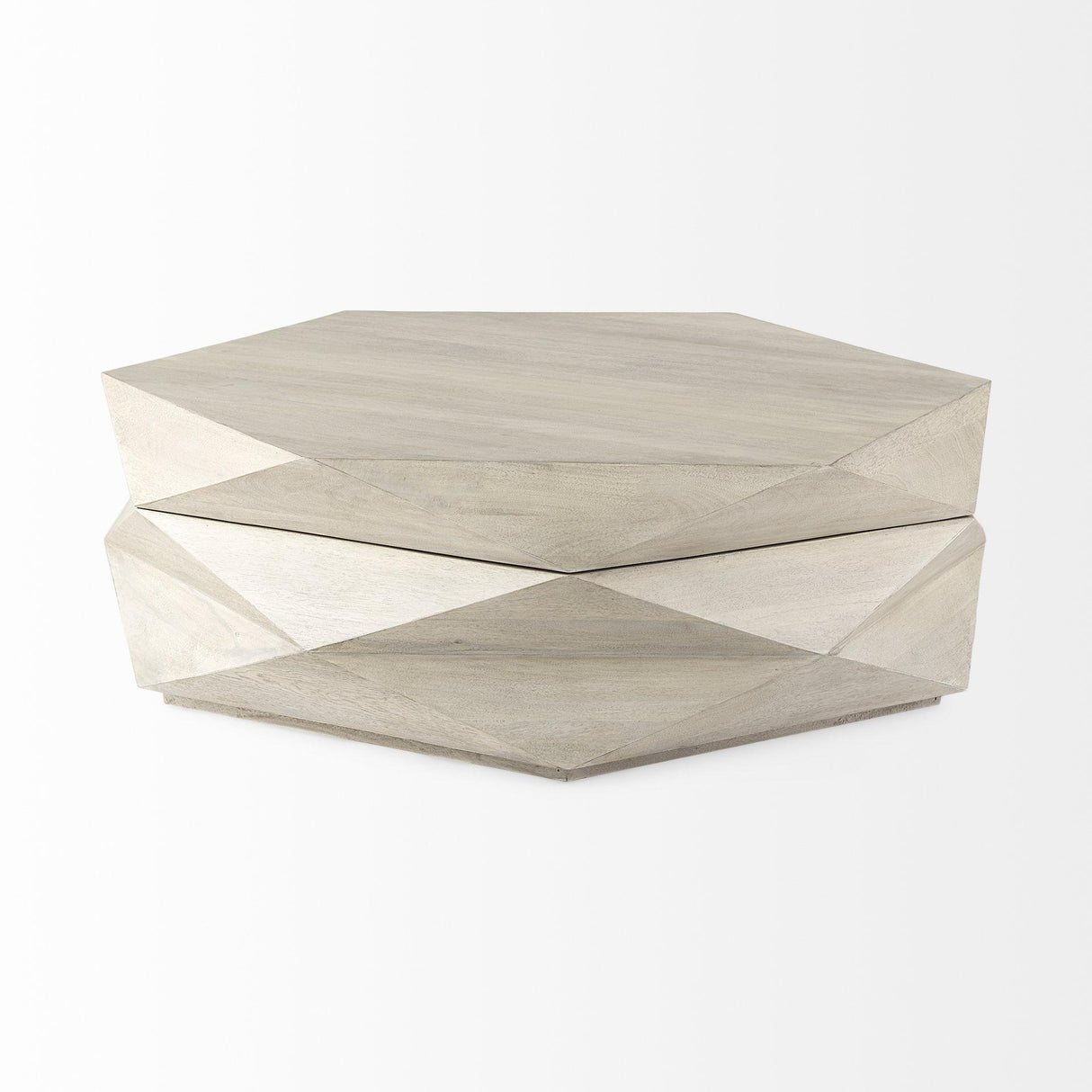 Mercana Arreto Natural Solid Wood Hexagonal Storage Coffee Table