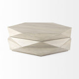 Mercana Arreto Natural Solid Wood Hexagonal Storage Coffee Table