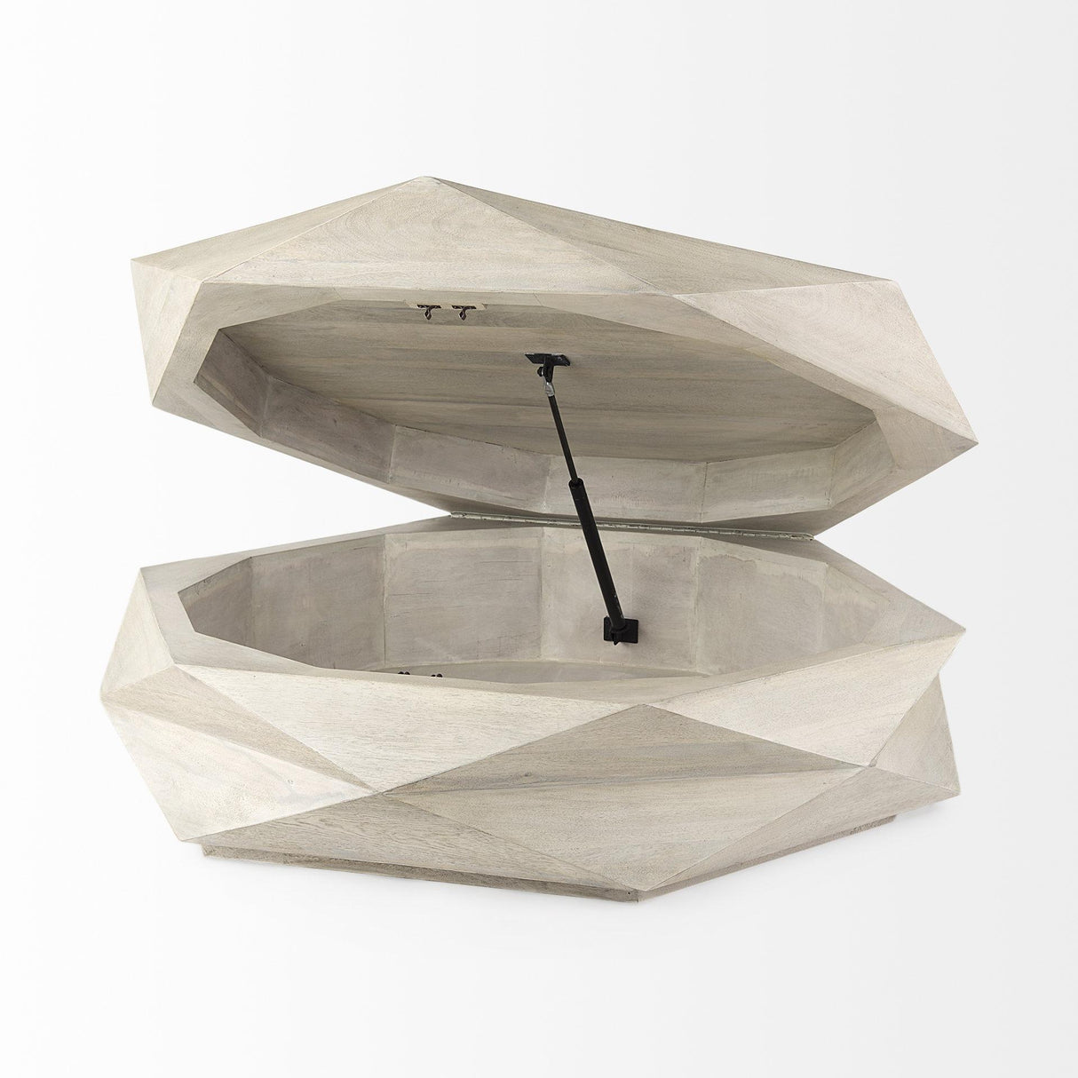 Mercana Arreto Natural Solid Wood Hexagonal Storage Coffee Table