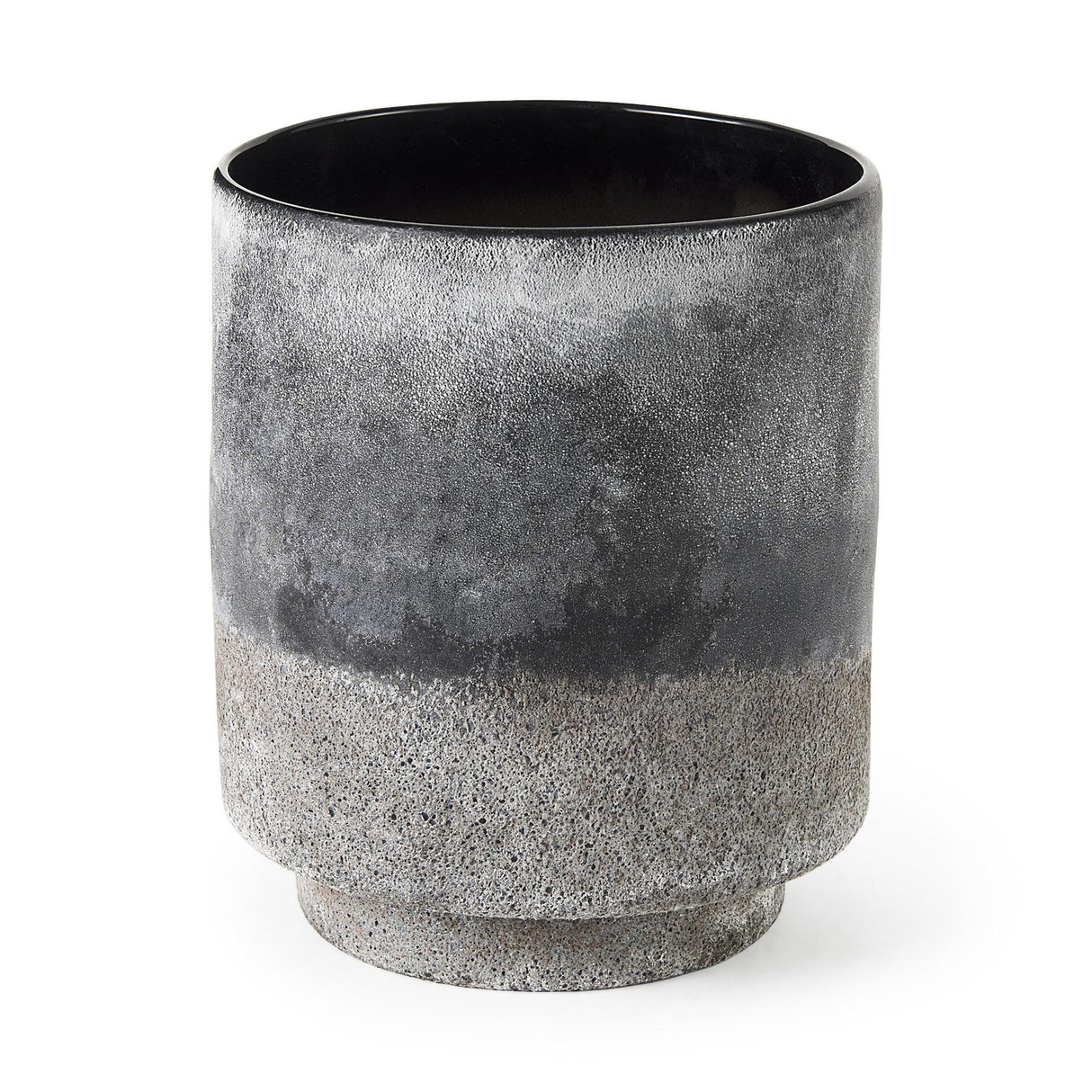 Mercana Squally 8.0L x 8.0W x 8.6H Black/Brown Glass Ombre Textured Vase