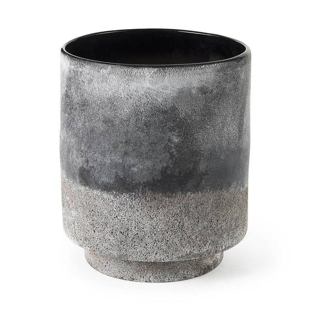 Mercana Squally 8.0L x 8.0W x 8.6H Black/Brown Glass Ombre Textured Vase