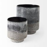 Mercana Squally 8.0L x 8.0W x 8.6H Black/Brown Glass Ombre Textured Vase