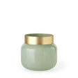 Mercana Minty 9.9L x 9.9W x 9.6H Green Glass Vase W/Matte Gold Metal Neck Cuff