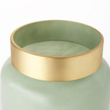 Mercana Minty 9.9L x 9.9W x 9.6H Green Glass Vase W/Matte Gold Metal Neck Cuff