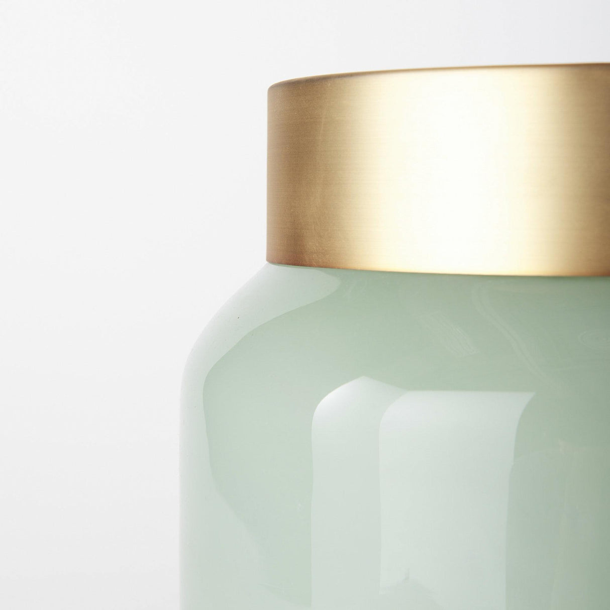 Mercana Minty 9.9L x 9.9W x 9.6H Green Glass Vase W/Matte Gold Metal Neck Cuff