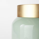 Mercana Minty 9.9L x 9.9W x 9.6H Green Glass Vase W/Matte Gold Metal Neck Cuff