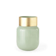 Mercana Minty Medium 8.7L x 8.7W x 12.4H Green Glass Vase W/Matte Gold Metal Neck Cuff