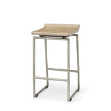 Mercana Givens 14.0L x 15.8W x 25.8H Brown Wood W/Silver Metal Frame Counterstool