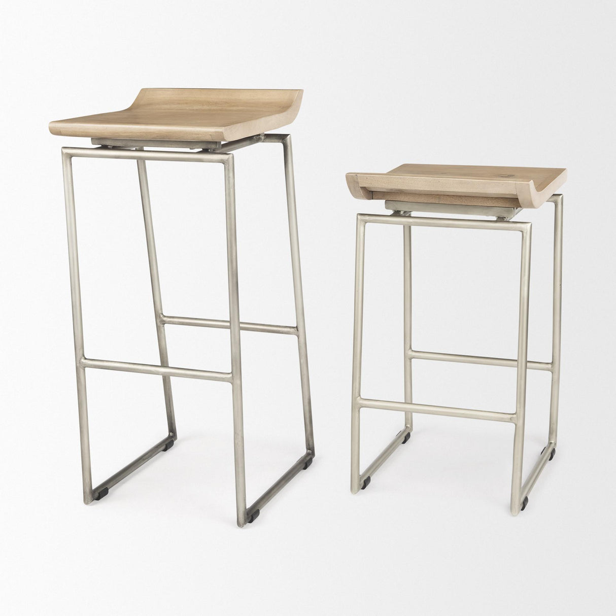 Mercana Givens 14.0L x 15.8W x 25.8H Brown Wood W/Silver Metal Frame Counterstool