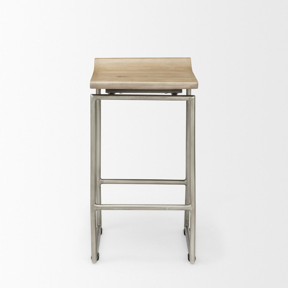 Mercana Givens 14.0L x 15.8W x 25.8H Brown Wood W/Silver Metal Frame Counterstool