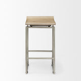 Mercana Givens 14.0L x 15.8W x 25.8H Brown Wood W/Silver Metal Frame Counterstool