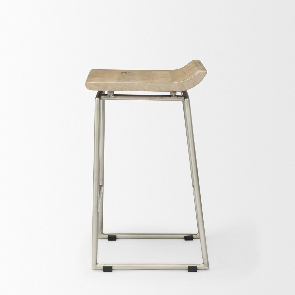 Mercana Givens 14.0L x 15.8W x 25.8H Brown Wood W/Silver Metal Frame Counterstool