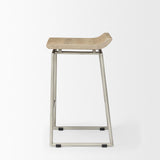 Mercana Givens 14.0L x 15.8W x 25.8H Brown Wood W/Silver Metal Frame Counterstool