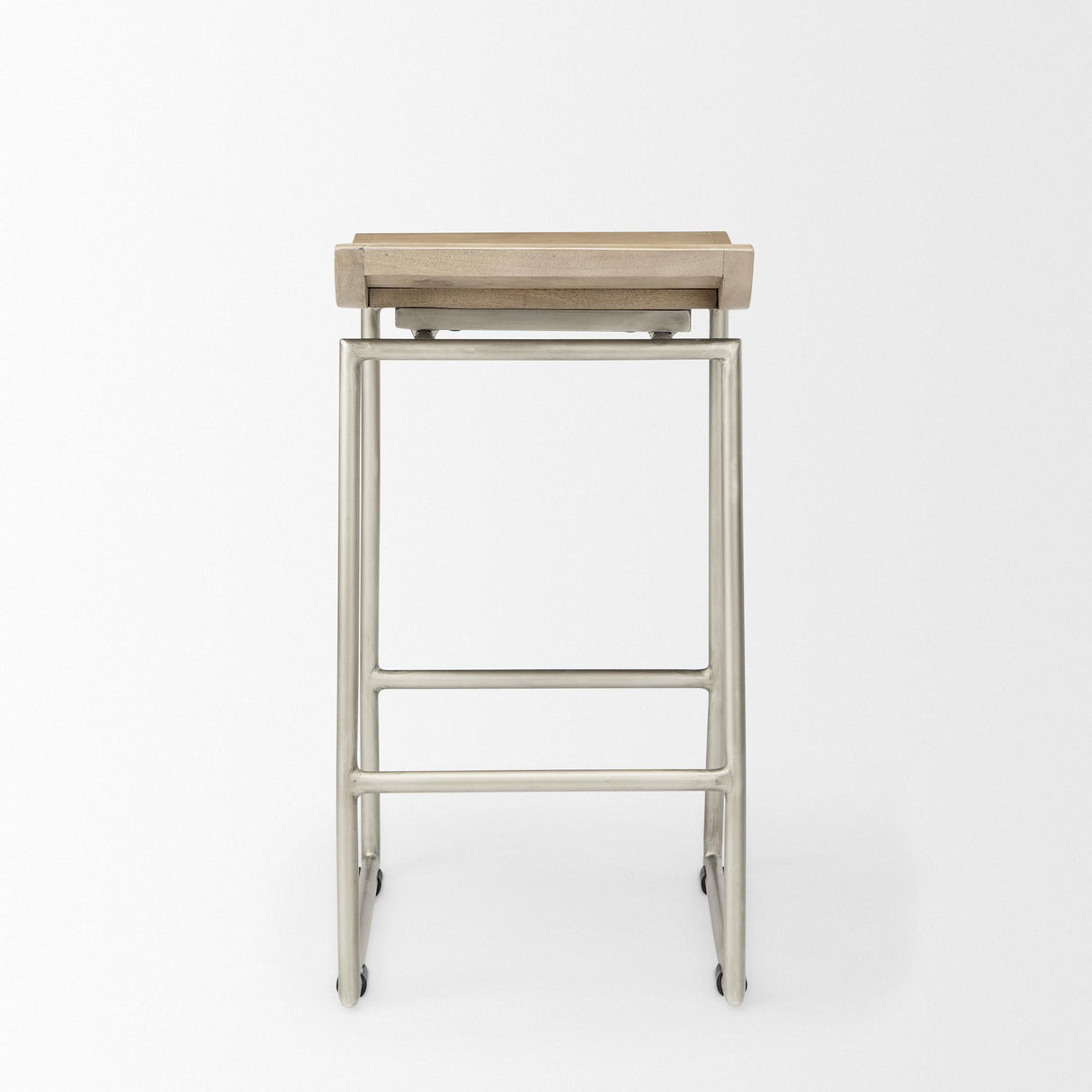 Mercana Givens 14.0L x 15.8W x 25.8H Brown Wood W/Silver Metal Frame Counterstool