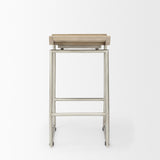 Mercana Givens 14.0L x 15.8W x 25.8H Brown Wood W/Silver Metal Frame Counterstool