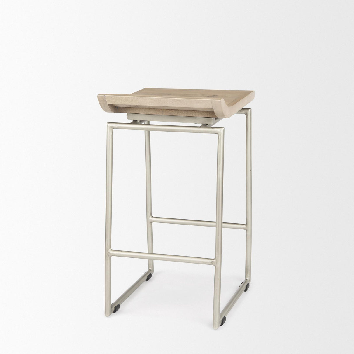 Mercana Givens 14.0L x 15.8W x 25.8H Brown Wood W/Silver Metal Frame Counterstool